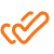 Abstract orange checkmark icon